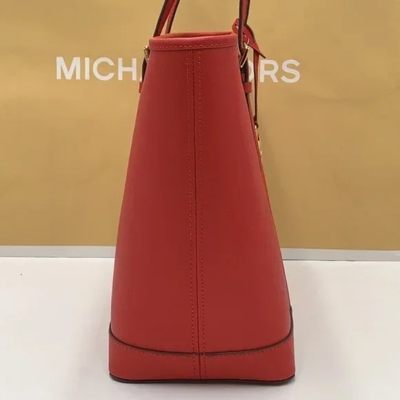 MICHAEL KORS JET SET TRAVEL LARGE TOP ZIP SHOULDER TOTE FLAME - Picture 3 of 15